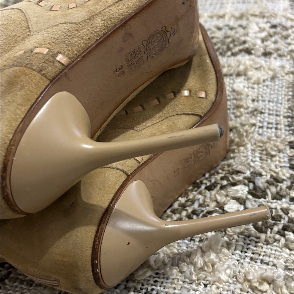 Nine West Studio Suede Over-the-Knee Pointed Tan Y2K Boots Size 7.5 - Picture 8 of 16